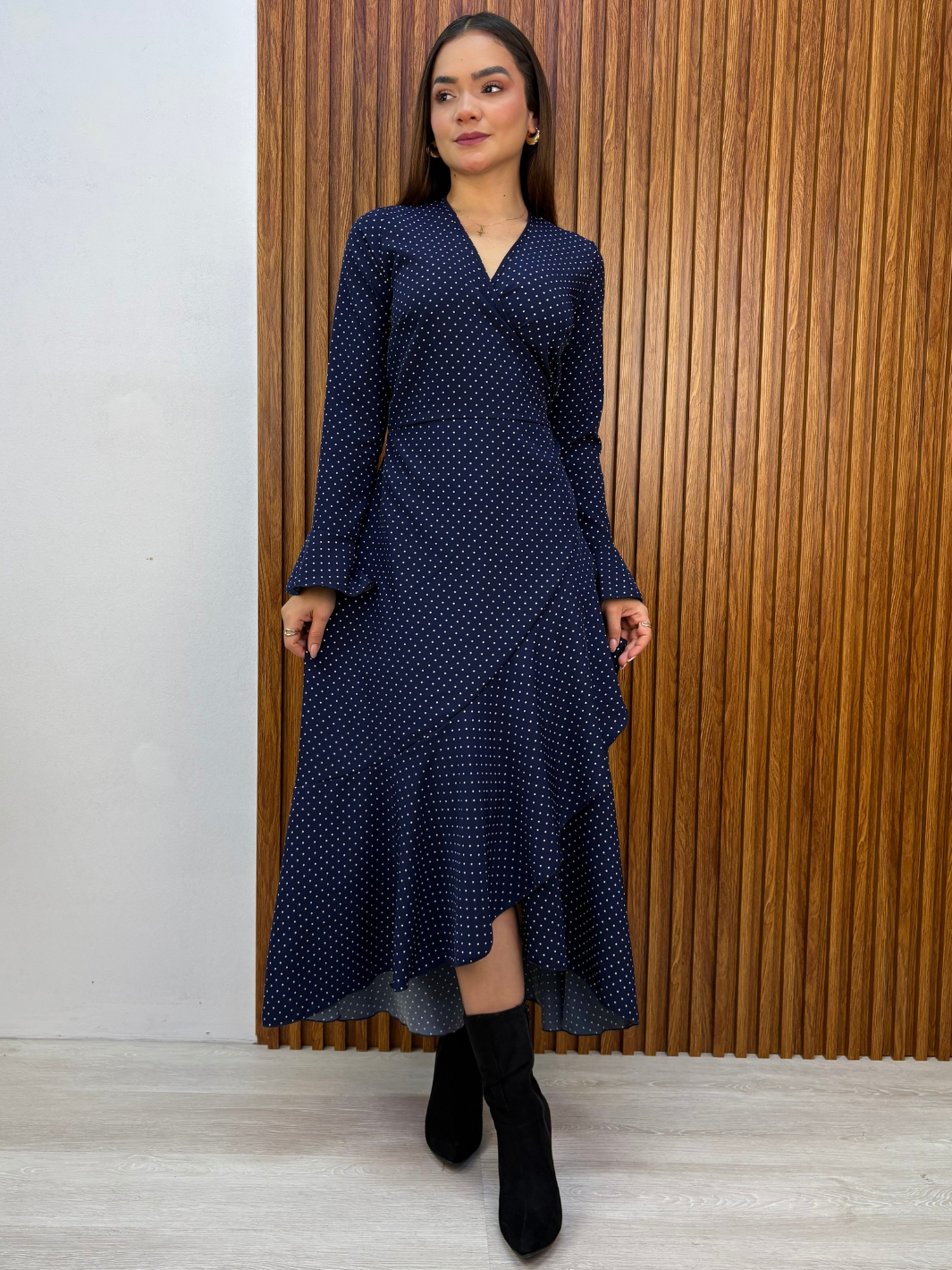 VESTIDO ENVOLVENTE MARIELLA AZUL