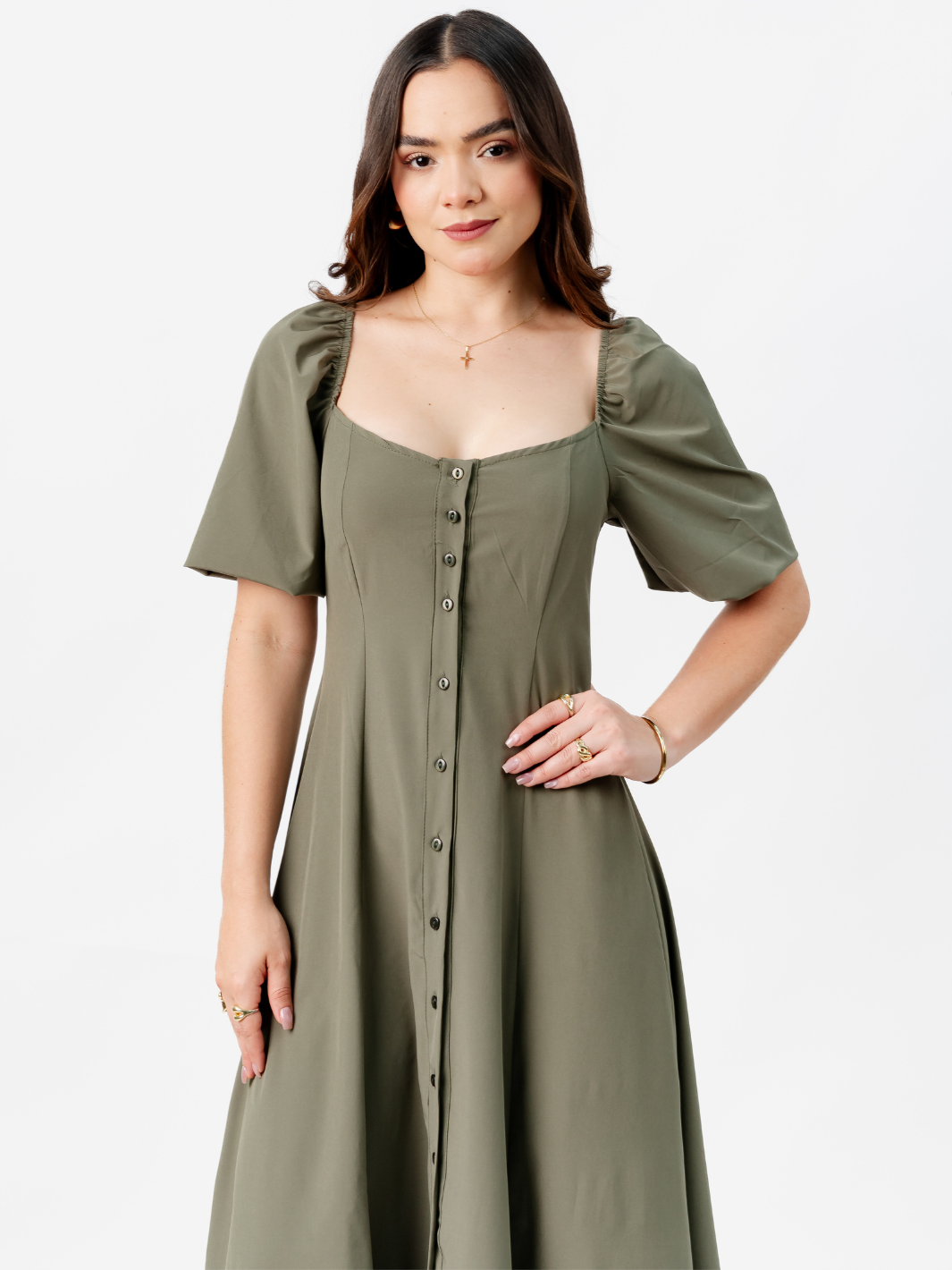 VESTIDO LARGO CON BOTONES MAGDALENA OLIVO
