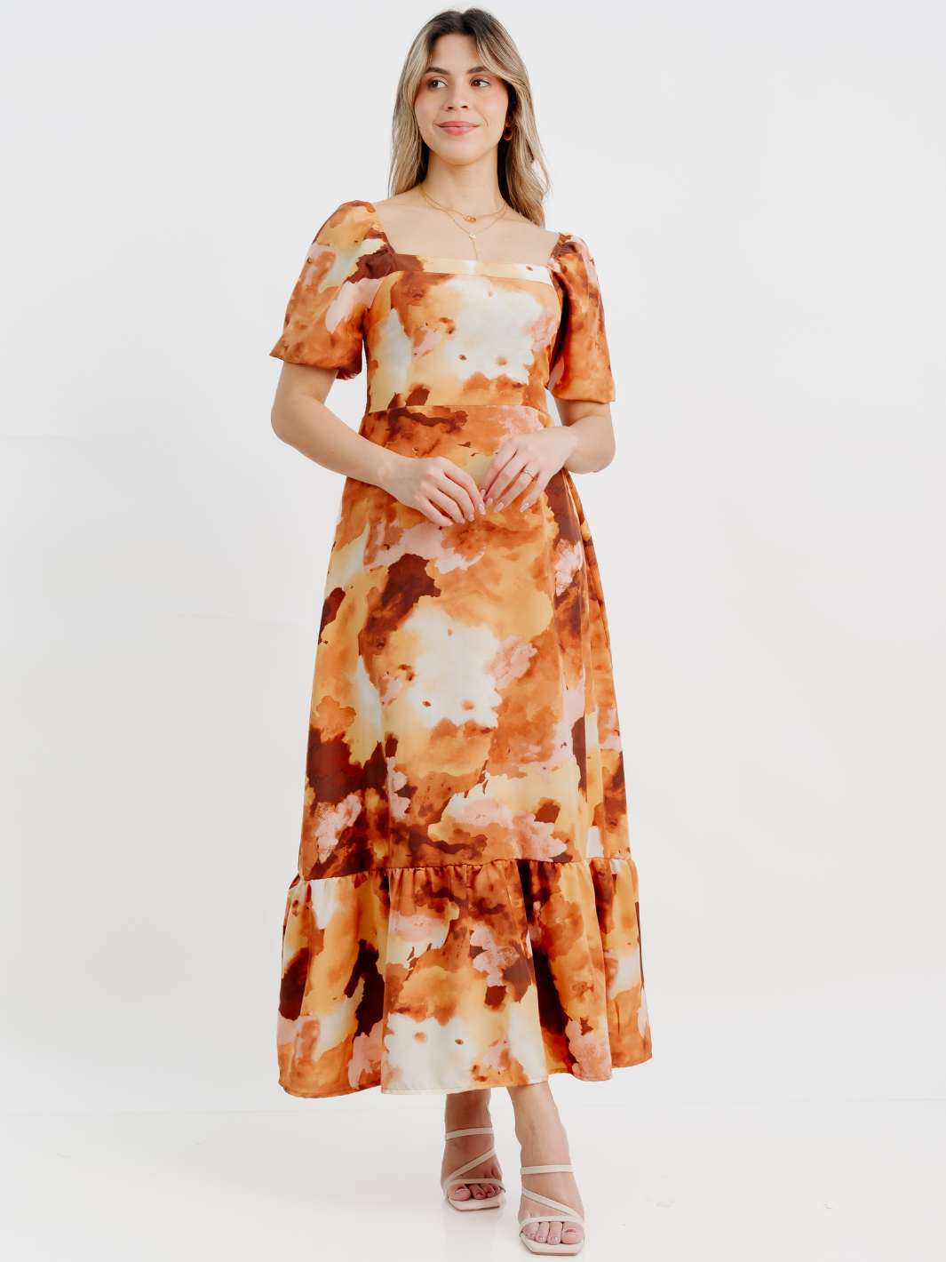 VESTIDO CASUAL LARGO FABIA CAMEL