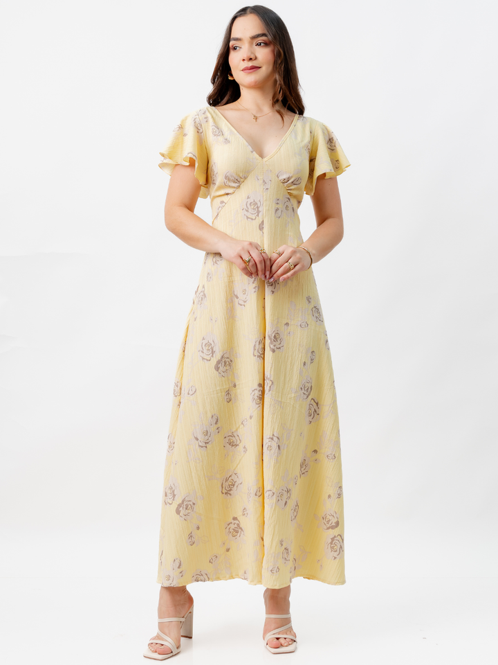 VESTIDO LARGO CORTE A BRENDA AMARILLO