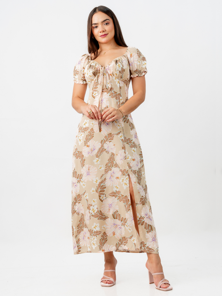 VESTIDO INES - NUDE FLOREADO