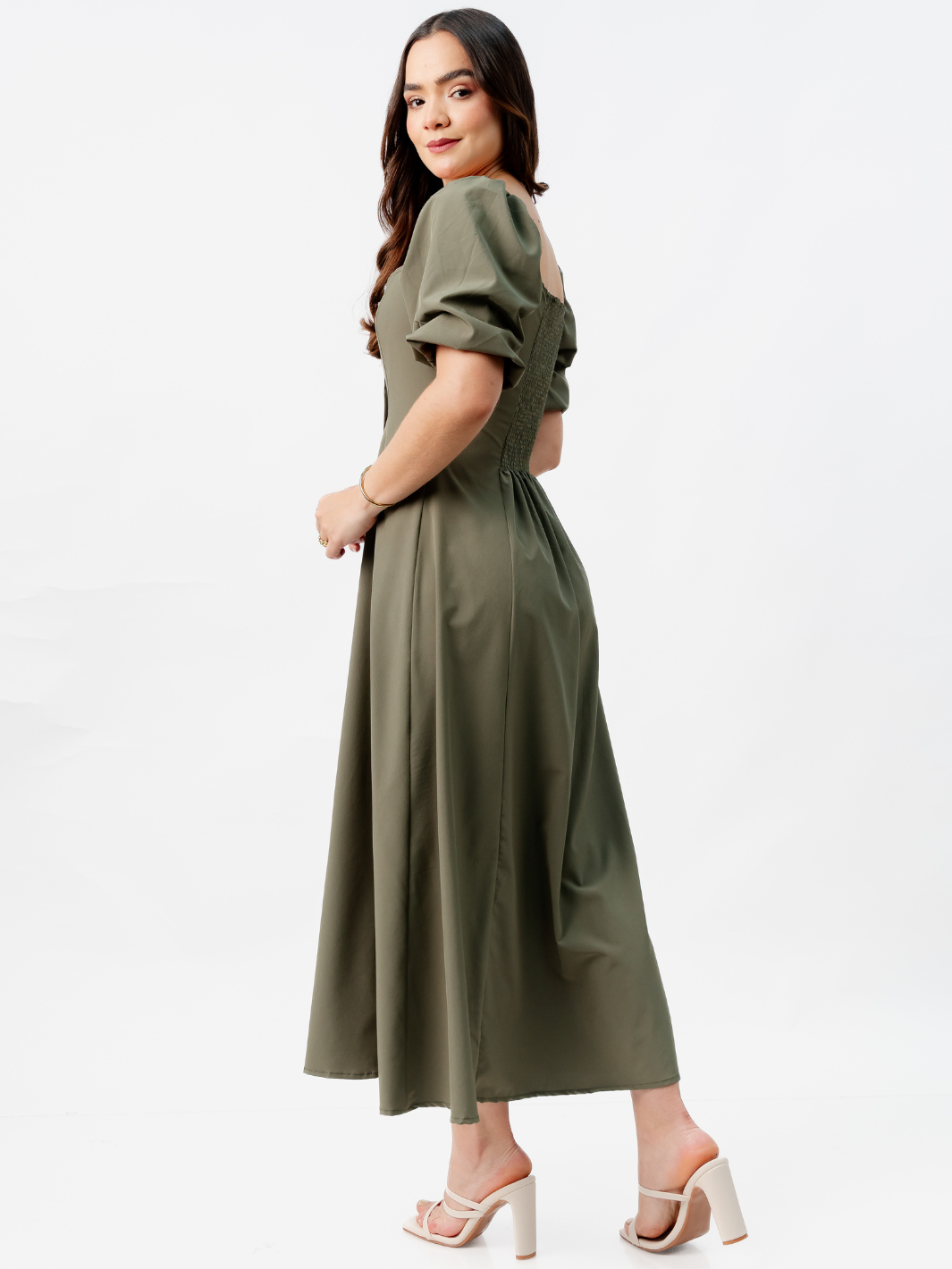 VESTIDO LARGO CON BOTONES MAGDALENA OLIVO