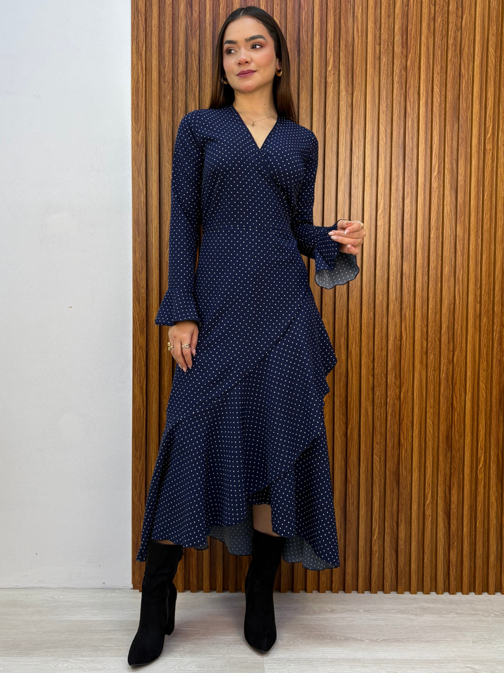VESTIDO ENVOLVENTE MARIELLA AZUL