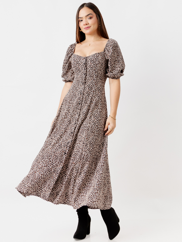 VESTIDO LARGO CON BOTONES MAGDALENA ANIMAL PRINT
