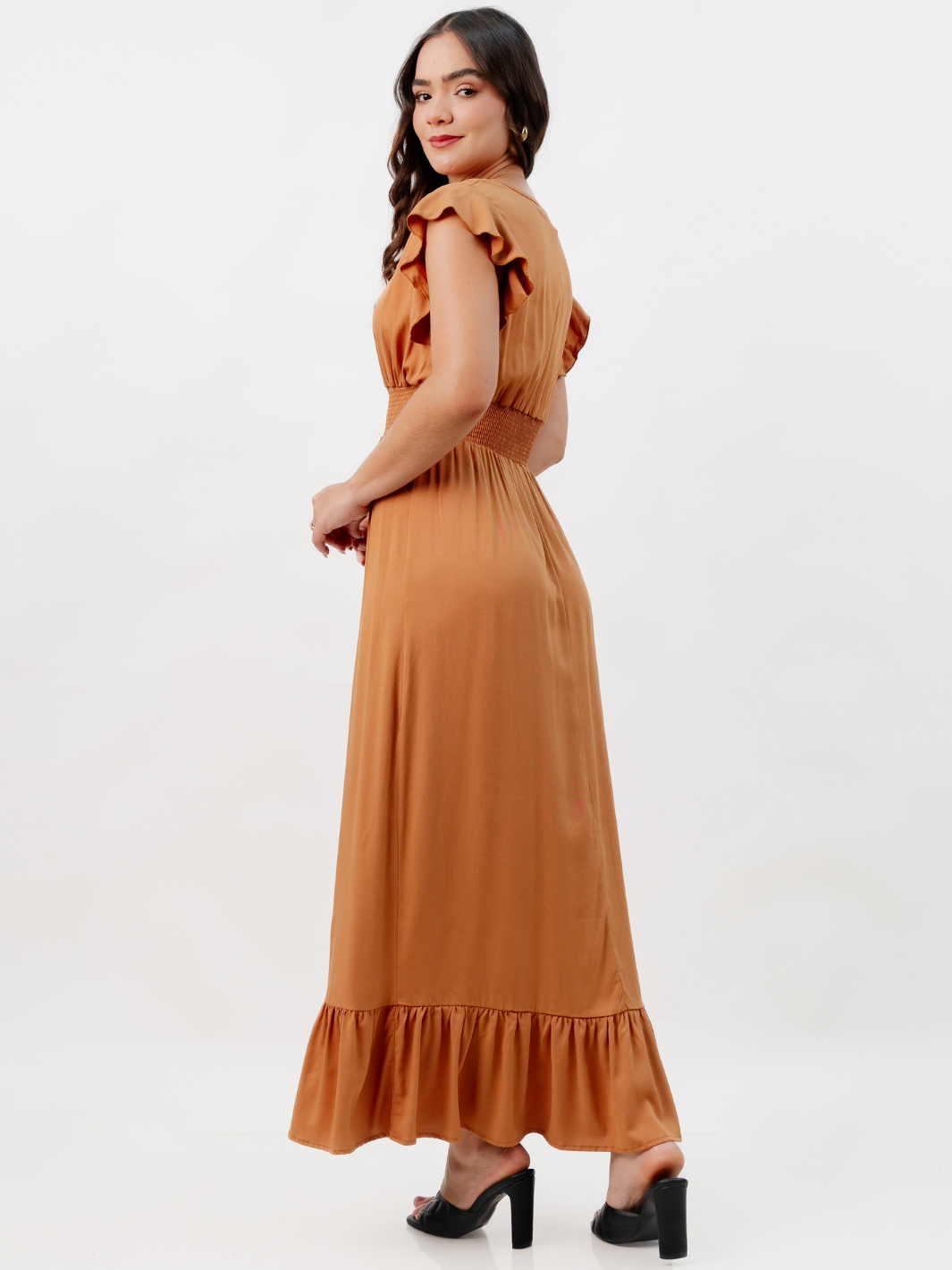 VESTIDO CASUAL LARGO SAYURI CAMEL