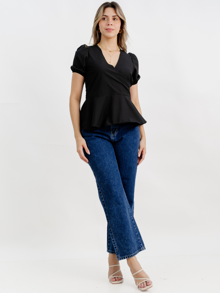 BLUSA MANGA CORTA BORA NEGRO