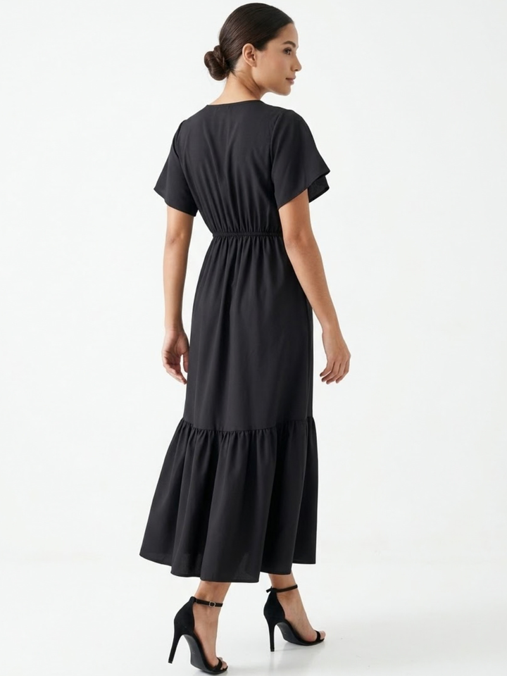 VESTIDO CASUAL CON BOTONES DELANTEROS MONSERRAT NEGRO