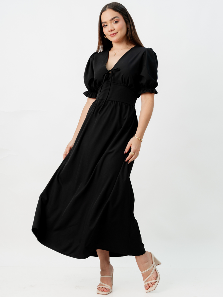 VESTIDO CASUAL LARGO THIANA NEGRO