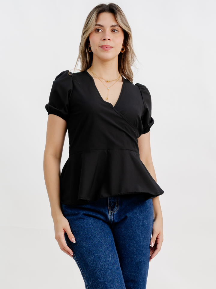 BLUSA MANGA CORTA BORA NEGRO