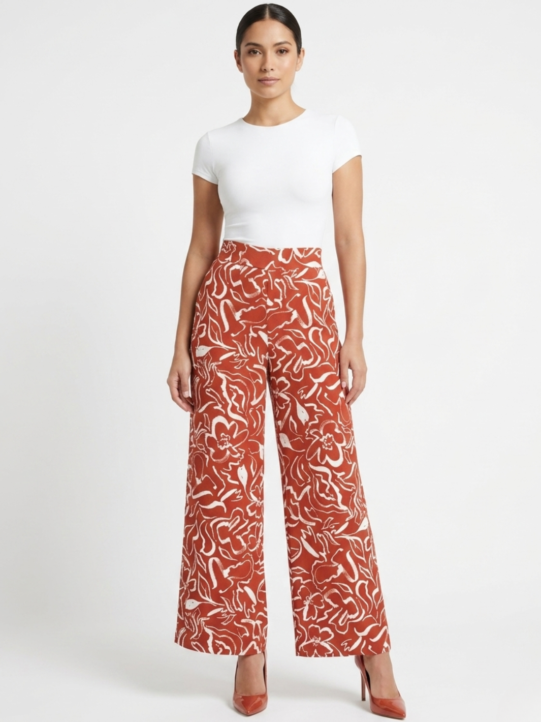PANTALON PALAZZO NORA LADRILLO / PERLA