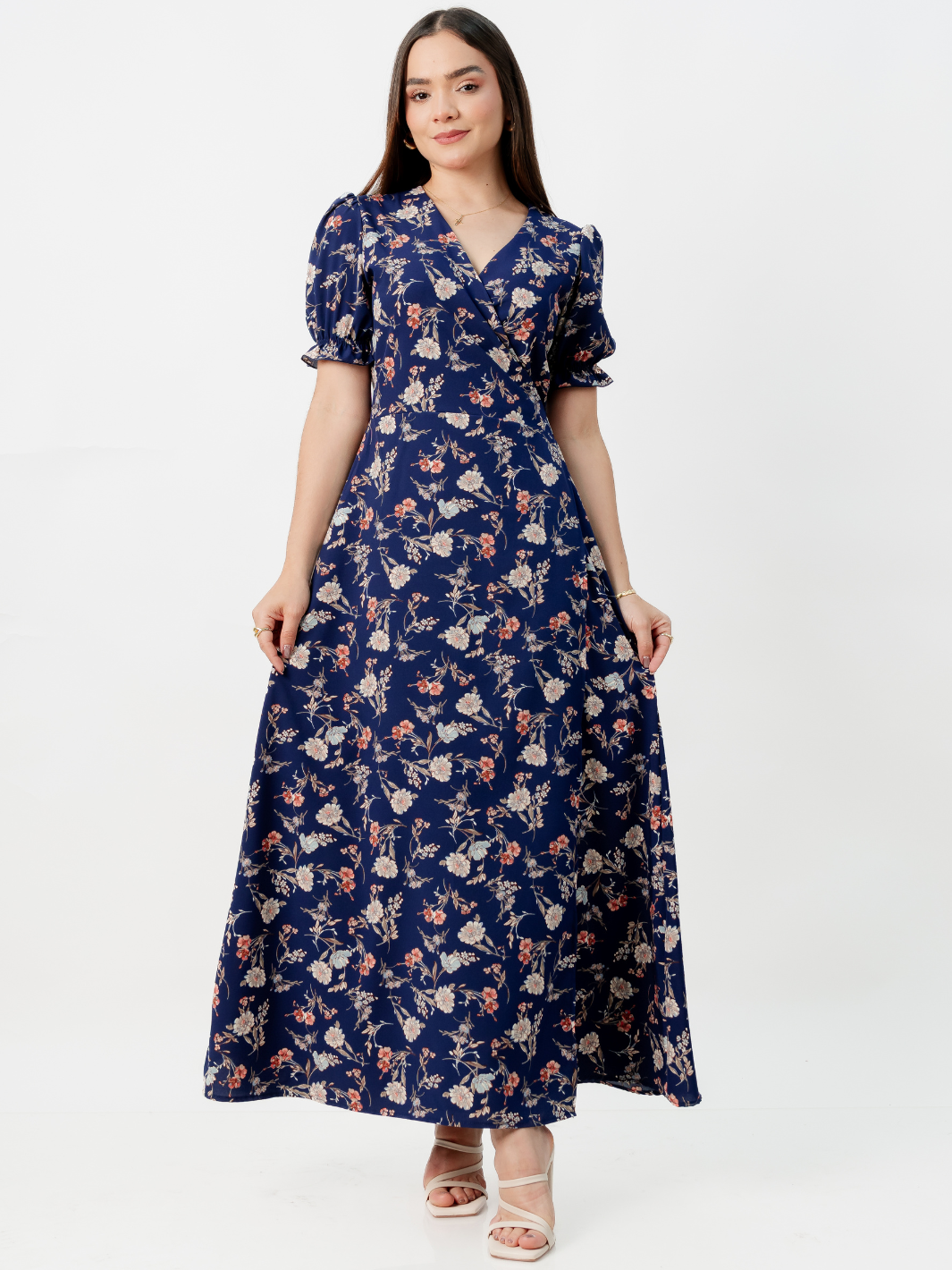 VESTIDO ENVOLVENTE ANI AZUL FLOREADO