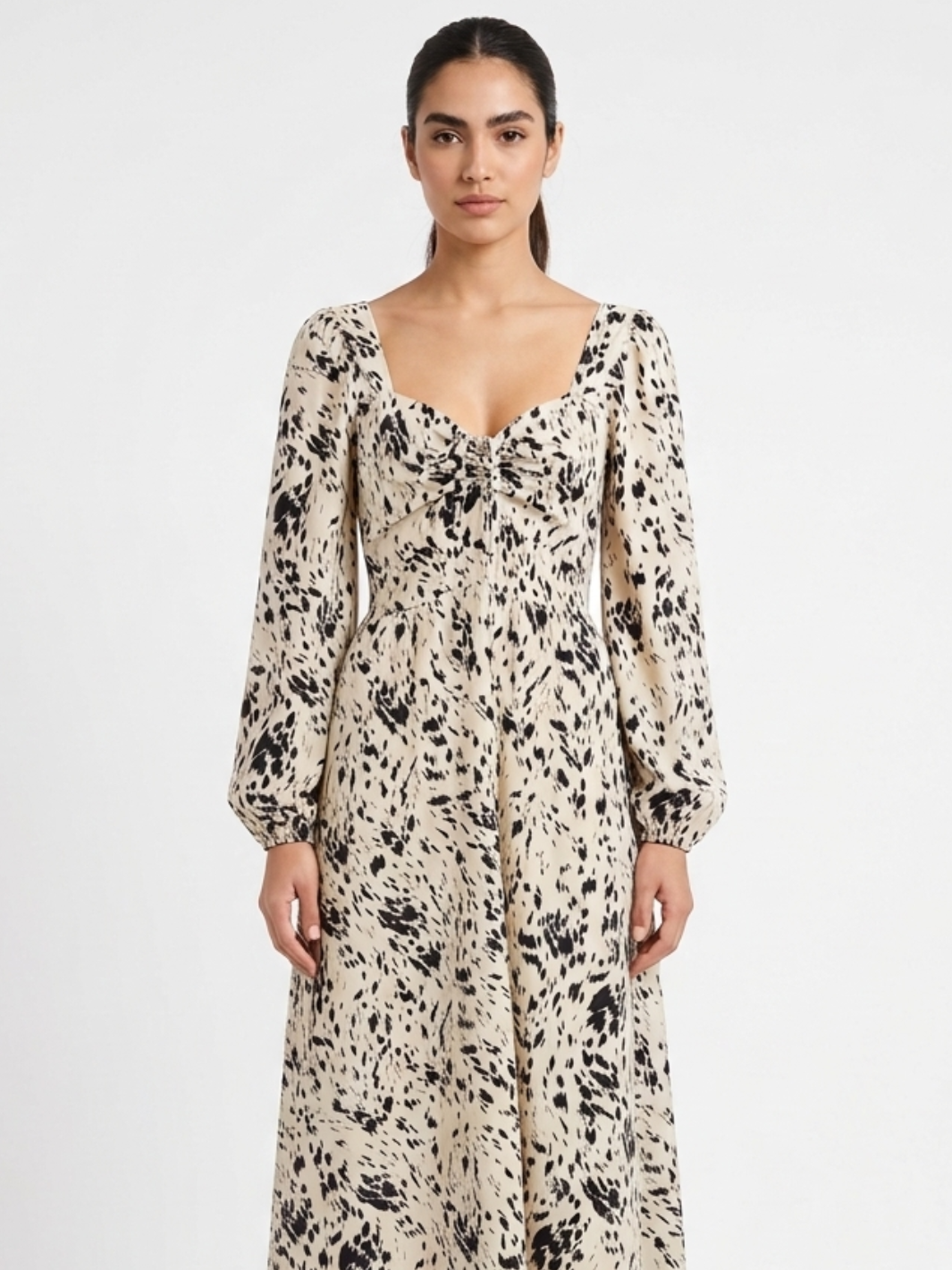 VESTIDO CASUAL LARGO LUNA NUDE / NEGRO