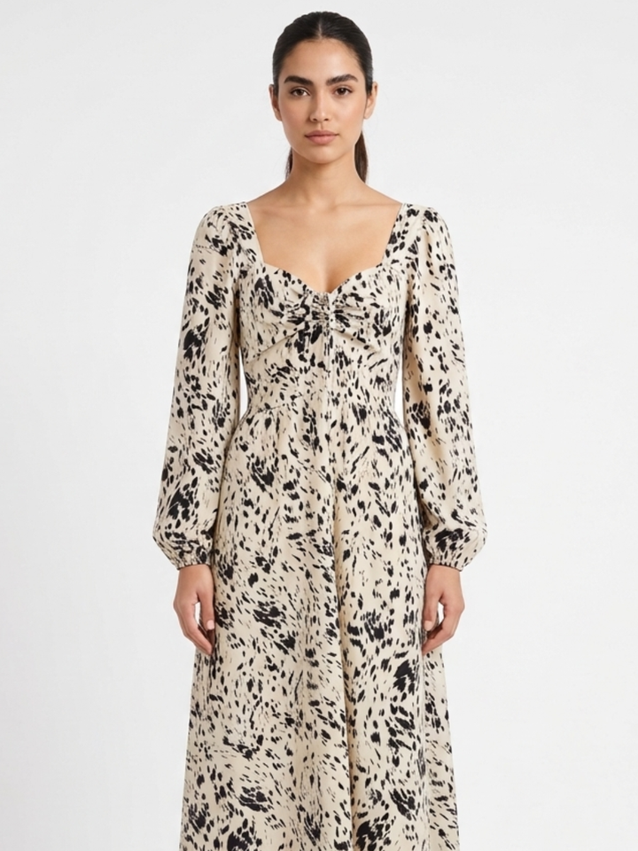 VESTIDO CASUAL LARGO LUNA NUDE / NEGRO