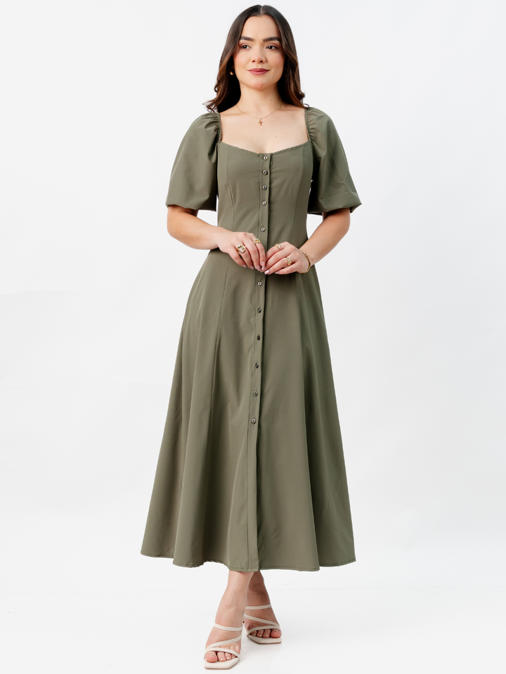 VESTIDO LARGO CON BOTONES MAGDALENA OLIVO