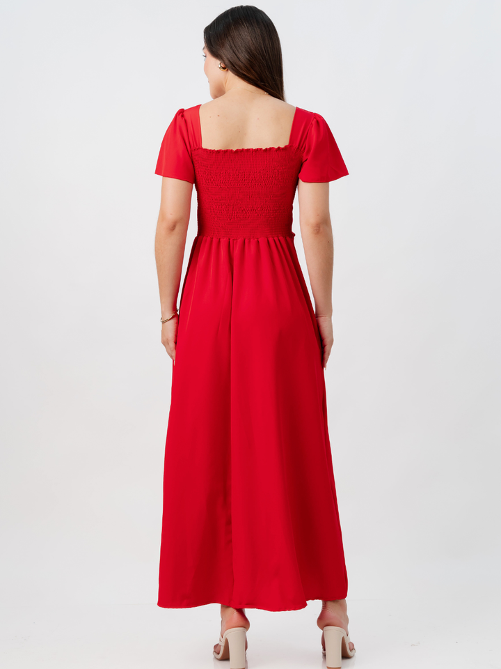 VESTIDO CASUAL LARGO AMELIA ROJO