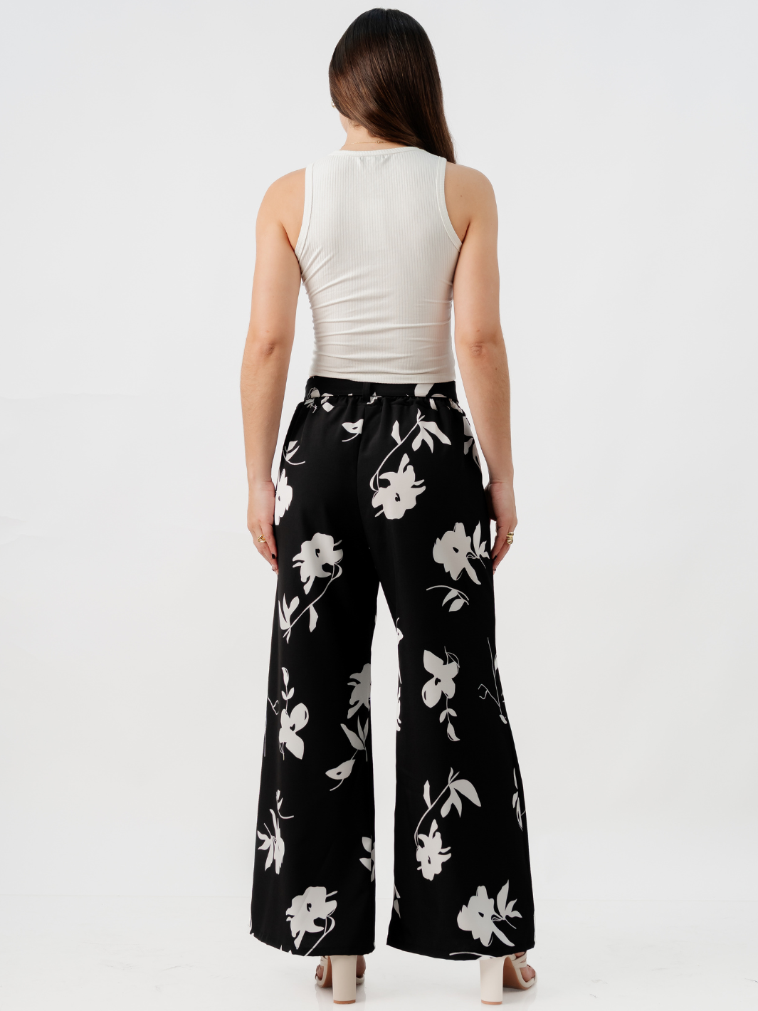 PANTALON CON CINTURON WENDY NEGRO/PERLA