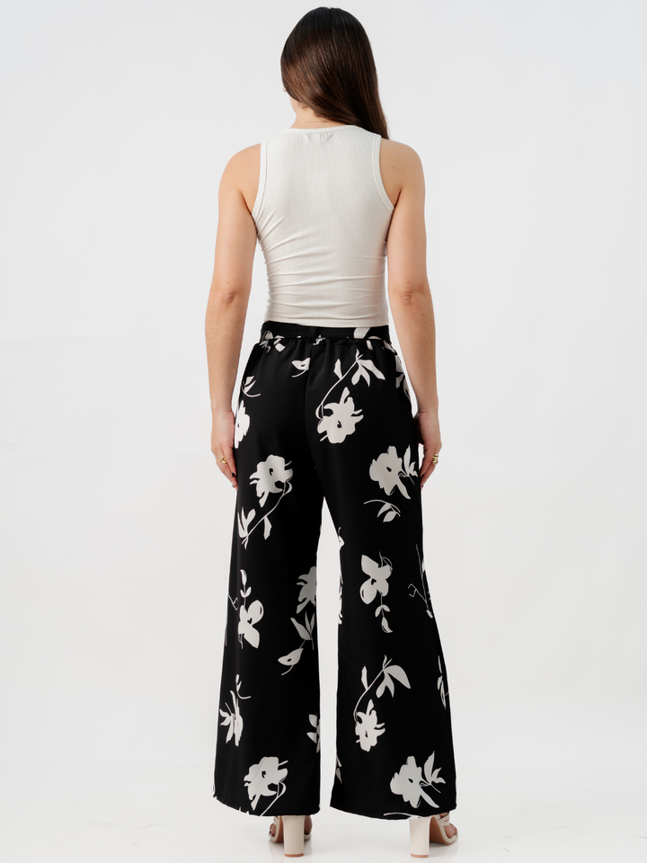 PANTALON CON CINTURON WENDY NEGRO/PERLA