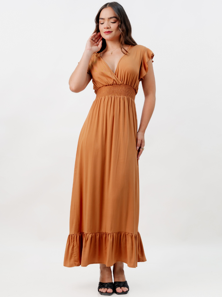 VESTIDO CASUAL LARGO SAYURI CAMEL