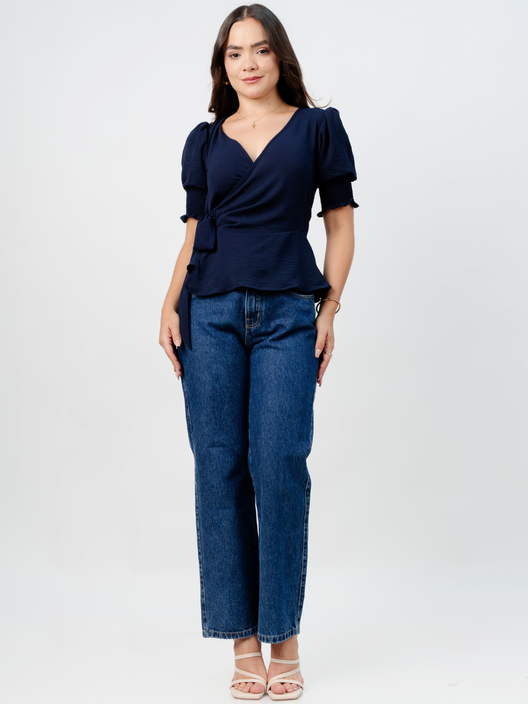 BLUSA PEPLUM ENVOLVENTE JACKIE AZUL