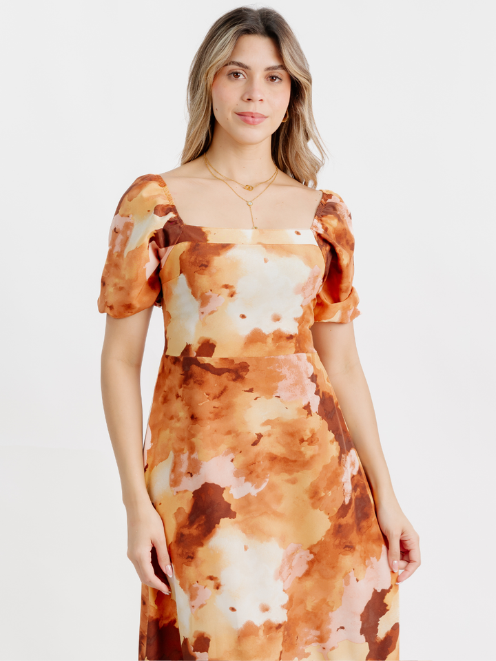 VESTIDO CASUAL LARGO FABIA CAMEL