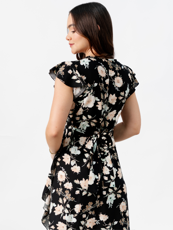 VESTIDO ENVOLVENTE MICAELA NEGRO FLOREADO