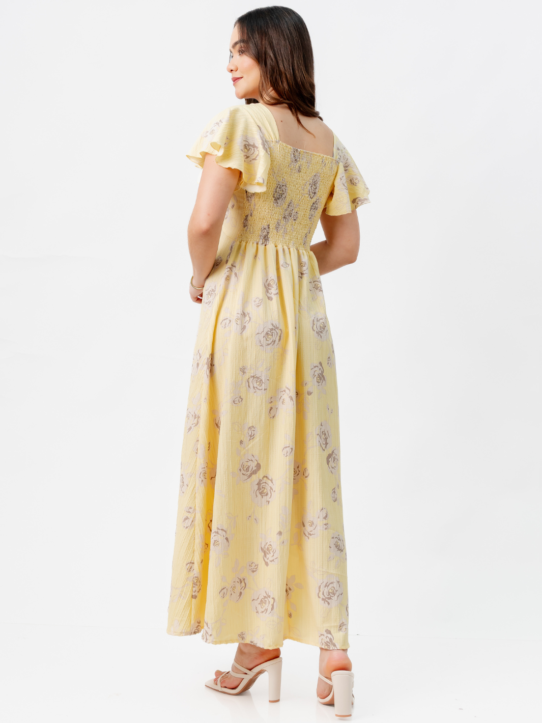 VESTIDO LARGO CORTE A BRENDA AMARILLO