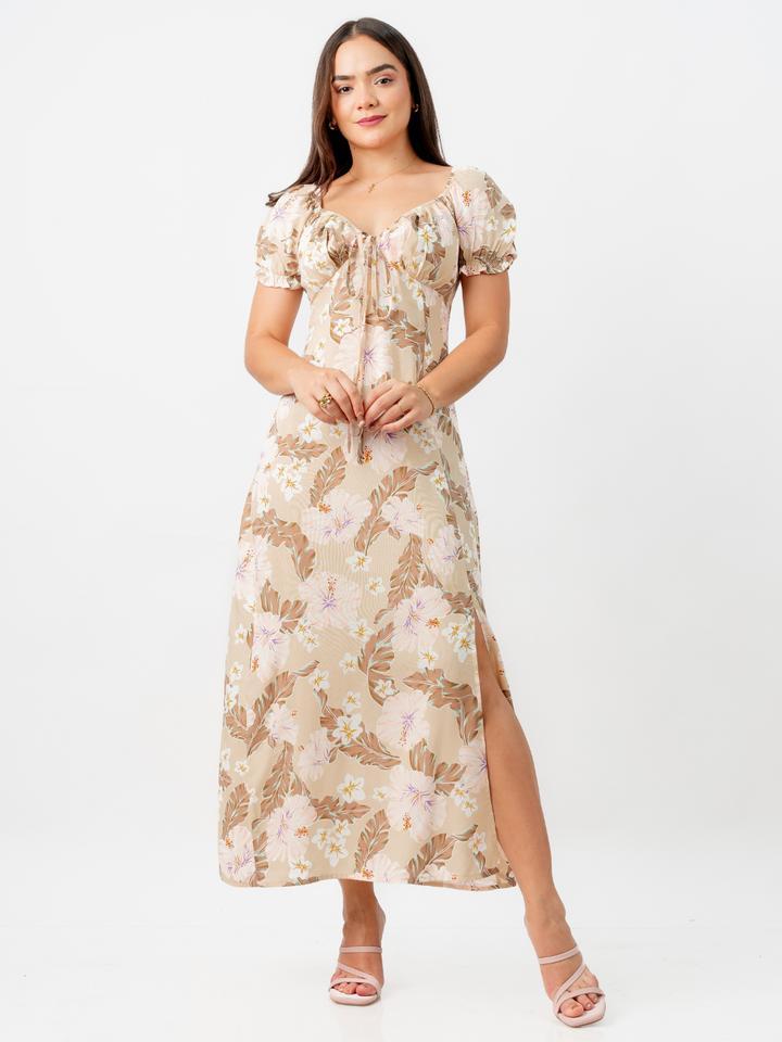 VESTIDO INES - NUDE FLOREADO