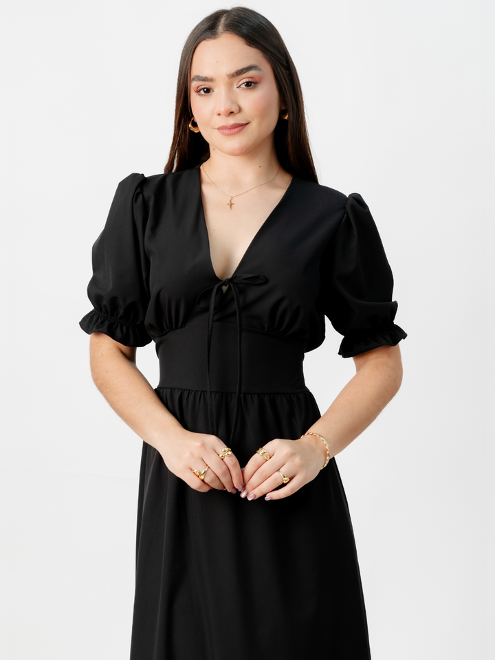 VESTIDO CASUAL LARGO THIANA NEGRO