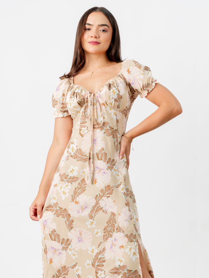 VESTIDO INES - NUDE FLOREADO