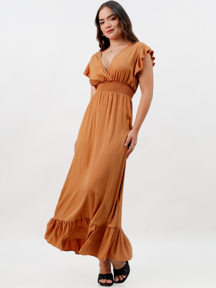 VESTIDO CASUAL LARGO SAYURI CAMEL