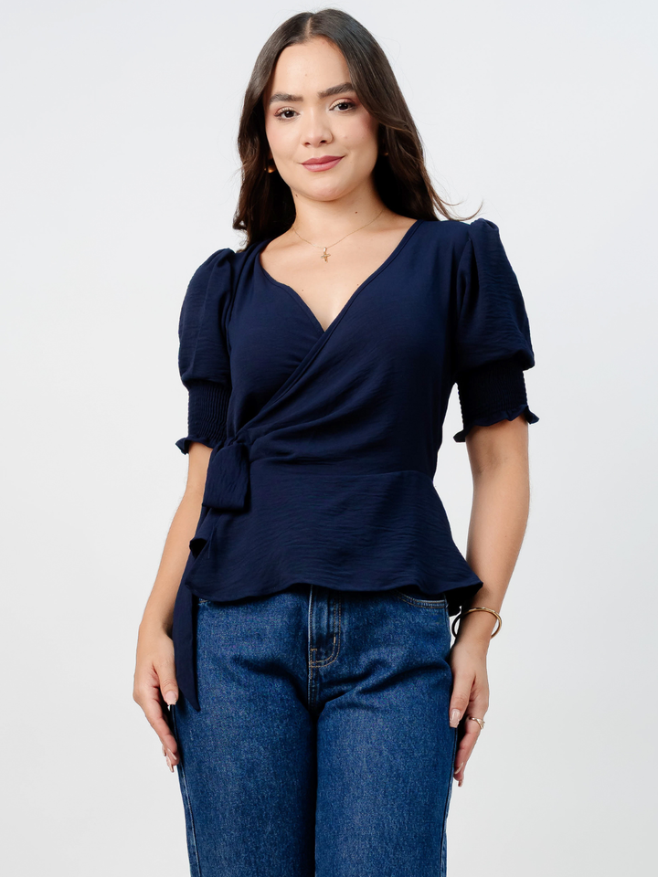 BLUSA PEPLUM ENVOLVENTE JACKIE AZUL