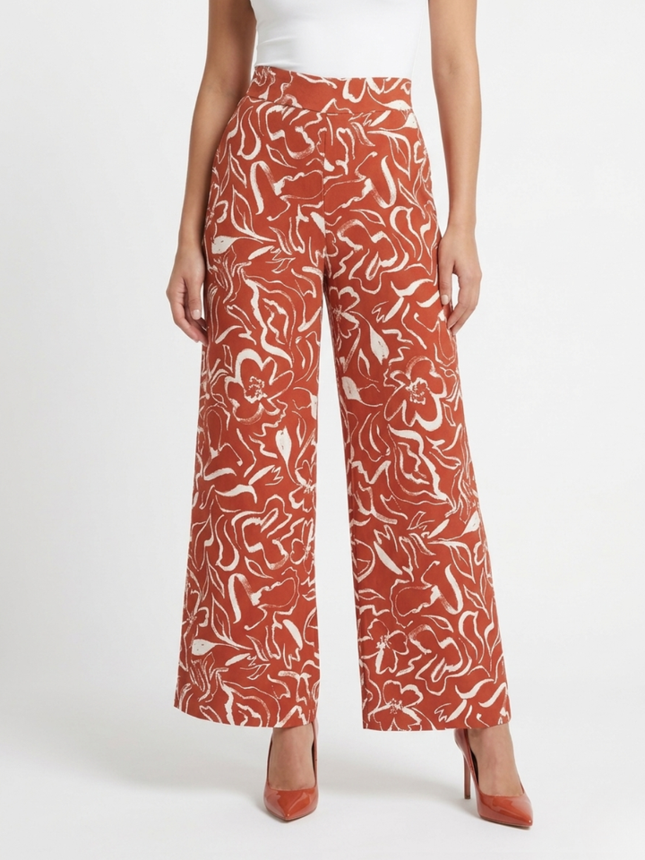 PANTALON PALAZZO NORA LADRILLO / PERLA