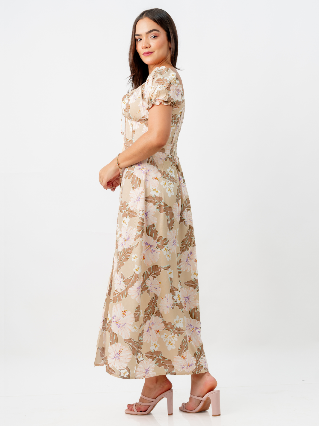 VESTIDO INES - NUDE FLOREADO