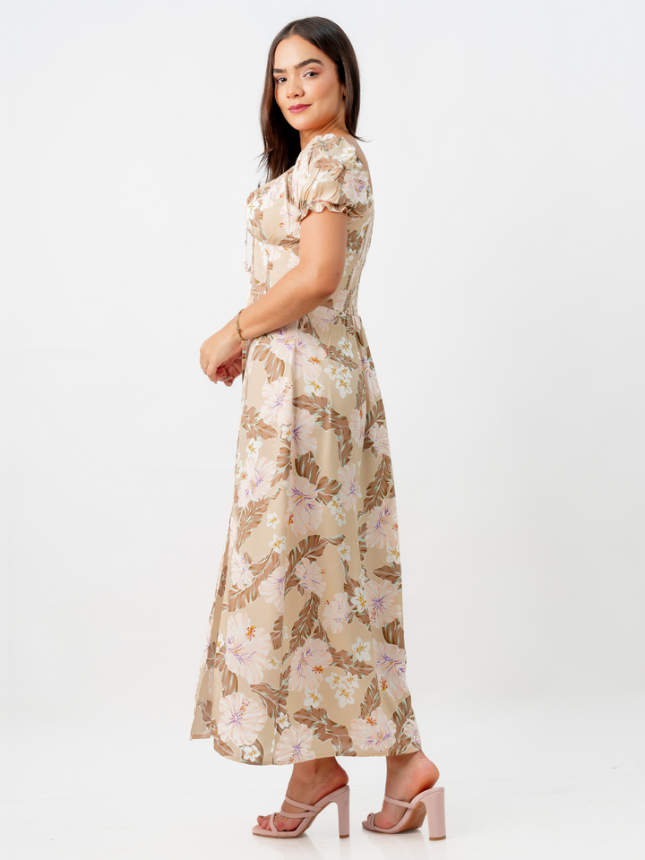 VESTIDO INES - NUDE FLOREADO