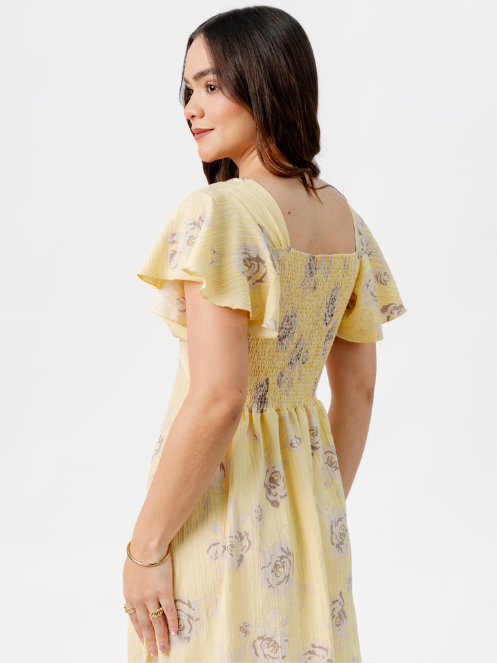 VESTIDO LARGO CORTE A BRENDA AMARILLO