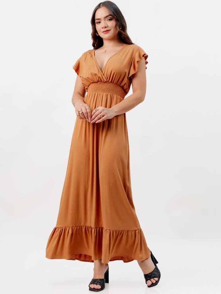 VESTIDO CASUAL LARGO SAYURI CAMEL