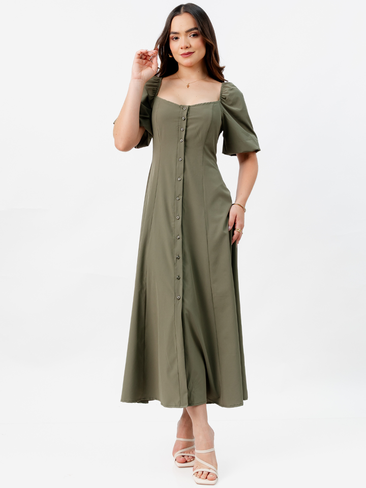 VESTIDO LARGO CON BOTONES MAGDALENA OLIVO