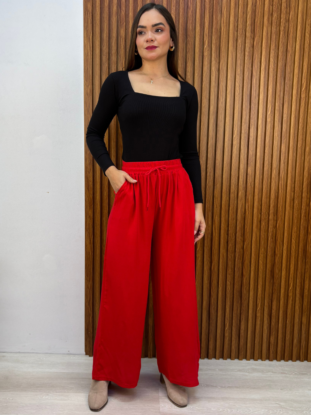 PANTALON PALAZZO ZENDAYA ROJO