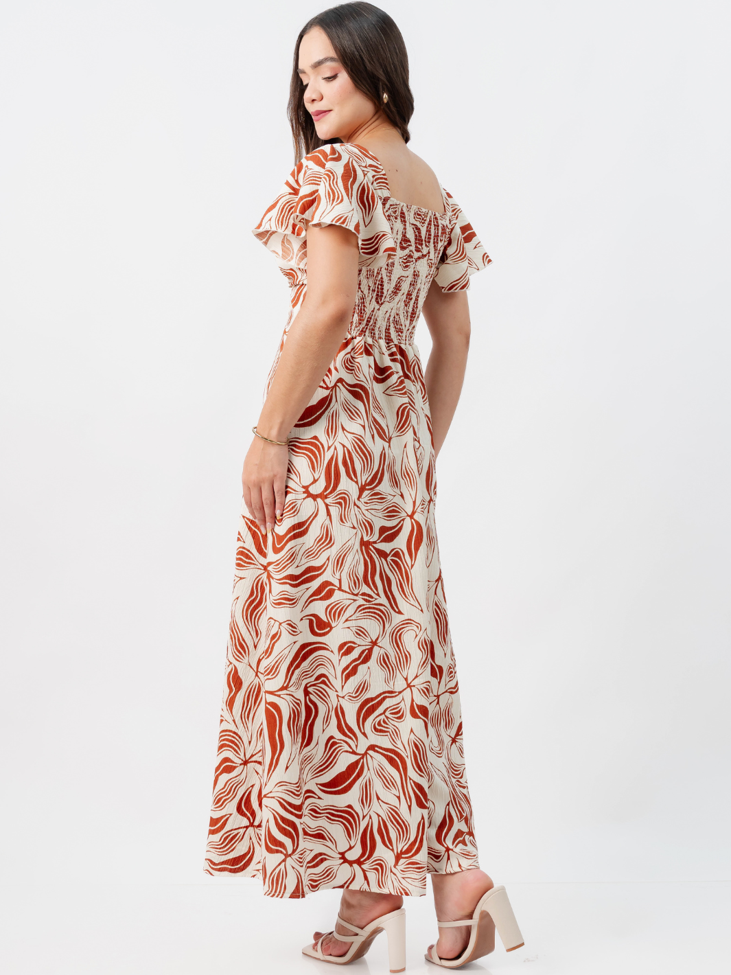 VESTIDO LARGO CORTE A BRENDA RUST FLOREADO