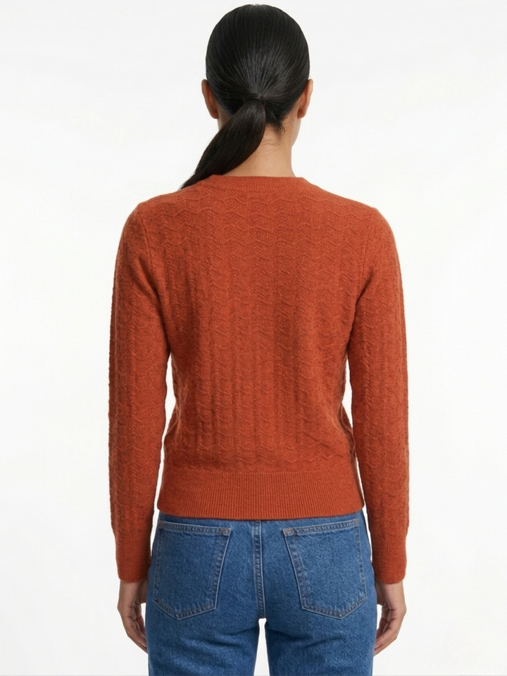 CHOMPA TEJIDA CON CUELLO REDONDO GLORIA RUST