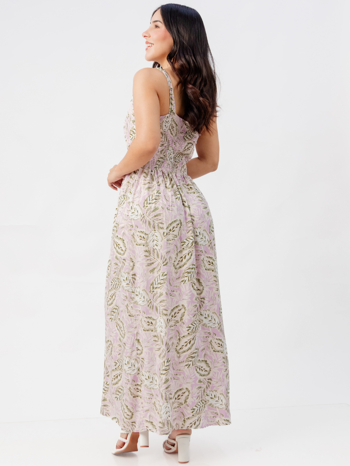 VESTIDO LARGO ASIMETRICO JAZMIN LILA