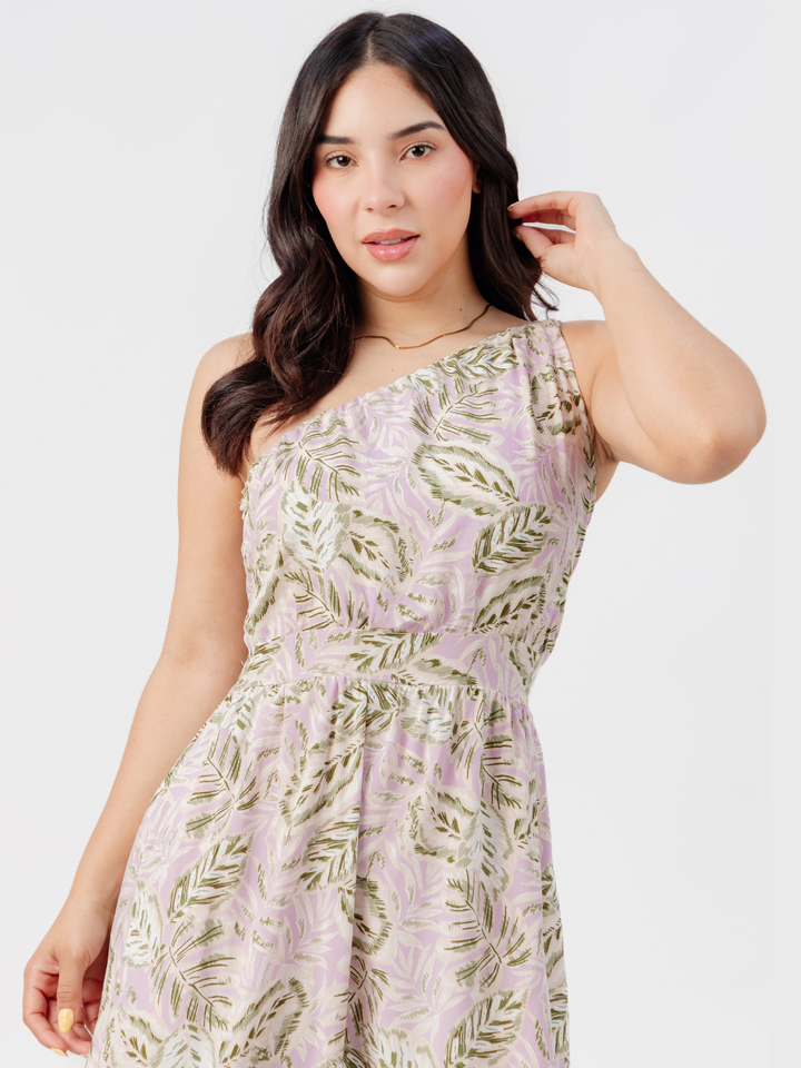 VESTIDO LARGO ASIMETRICO JAZMIN LILA