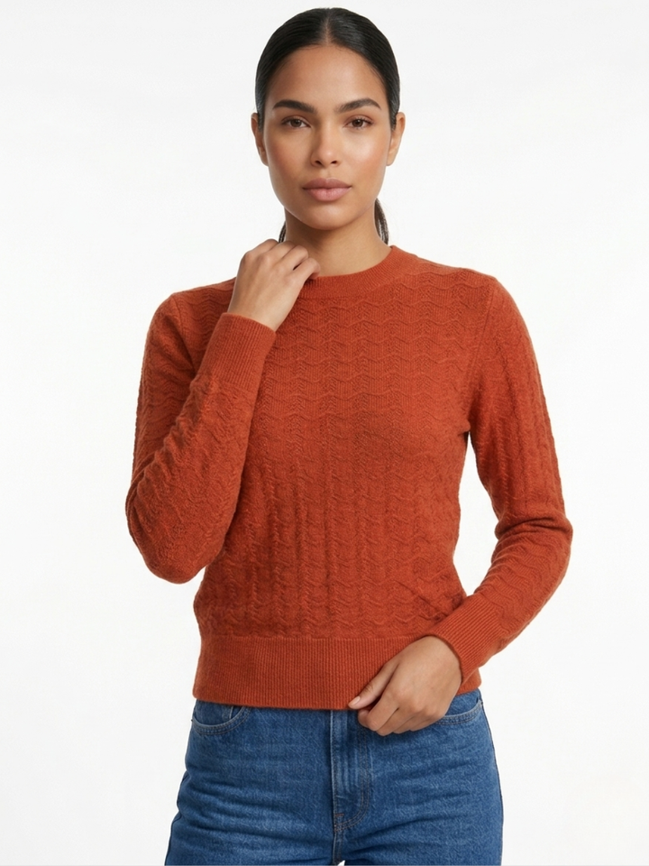 CHOMPA TEJIDA CON CUELLO REDONDO GLORIA RUST