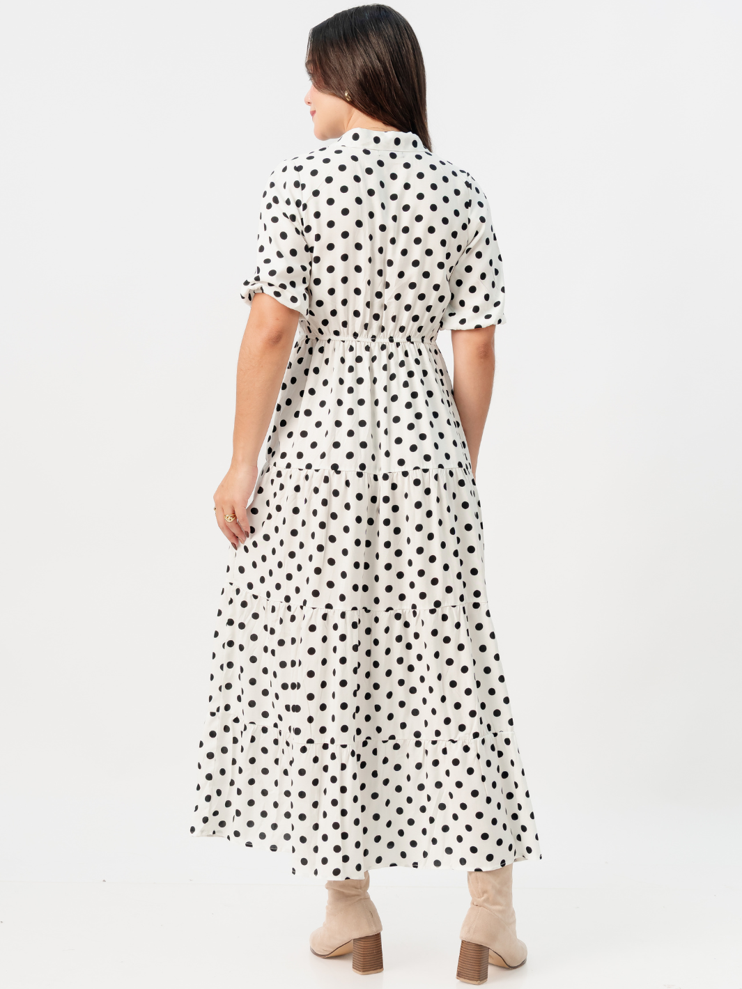 VESTIDO CAMISERO CON FALDA EN TIEMPOS ZAMIRA PERLA