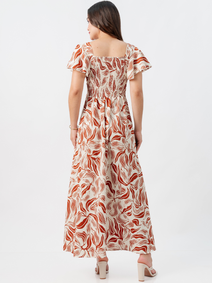 VESTIDO LARGO CORTE A BRENDA RUST FLOREADO