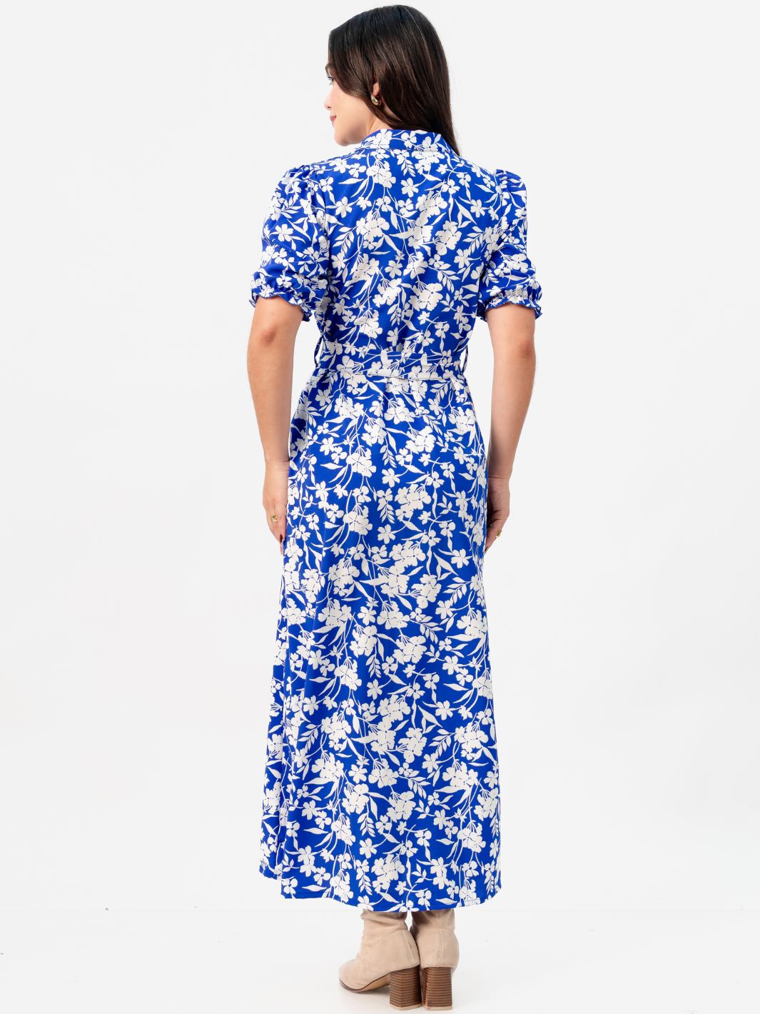 VESTIDO CAMISERO CON CINTURON ASIA AZULINO FLOREADO