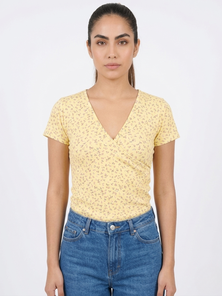 POLO CRUZADO MANGA CORTA VALESKA AMARILLO