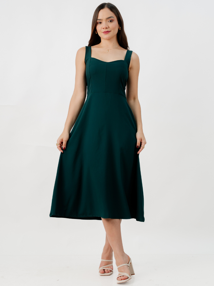 VESTIDO MIDI EN CORTE A SALLY VERDE