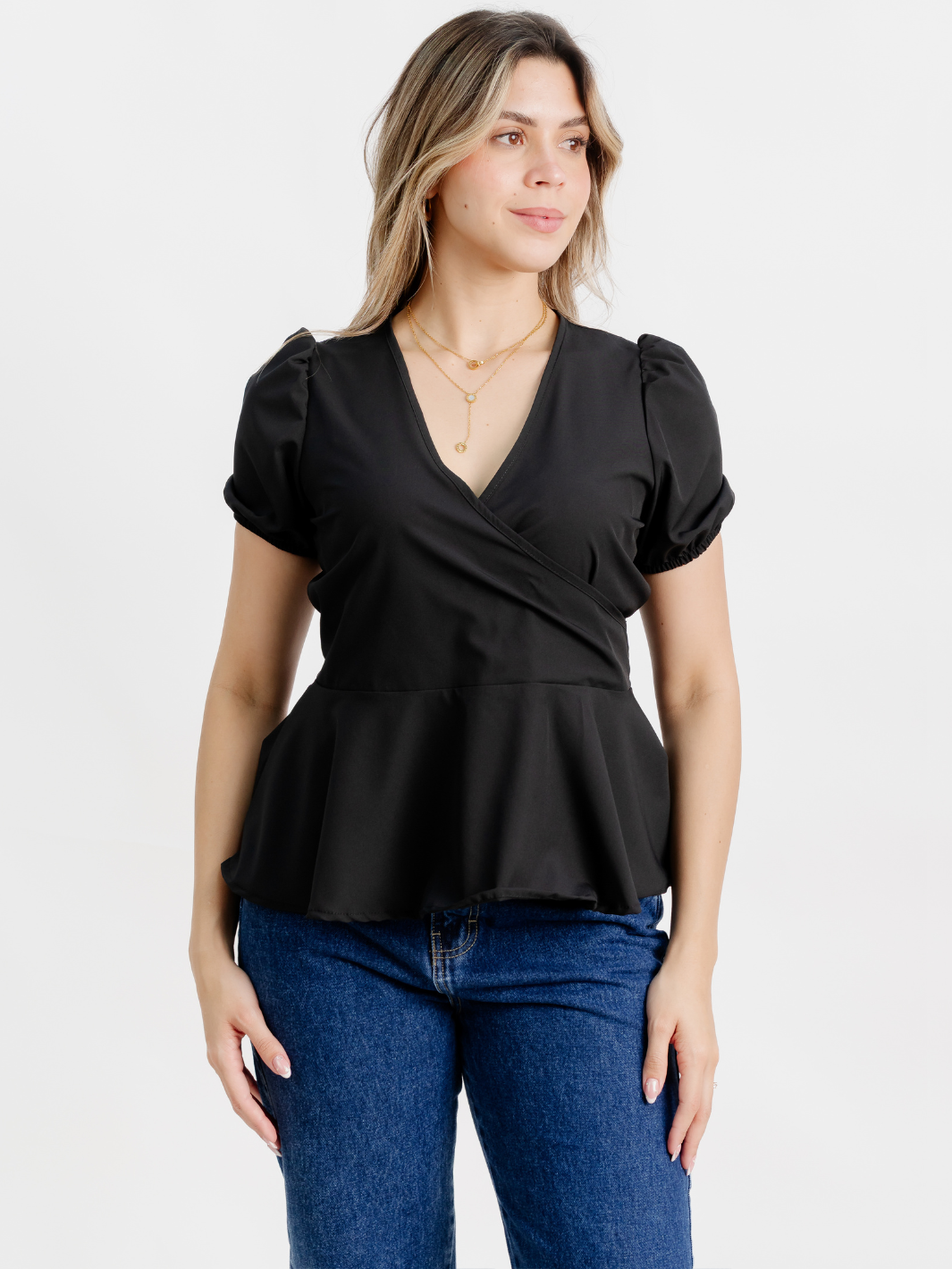 BLUSA MANGA CORTA BORA NEGRO