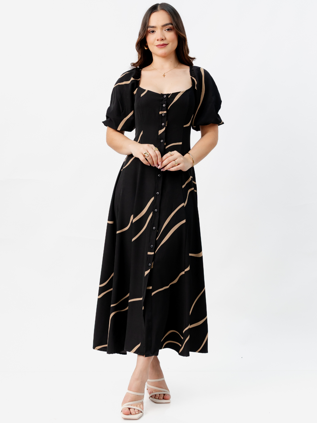 VESTIDO LARGO CON BOTONES MAGDALENA NEGRO